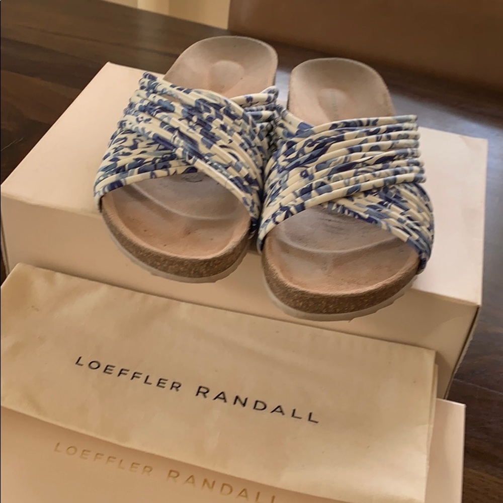 LOEFFLER RANDALL Floral Petra Slides Blue Flat 9